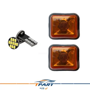 چراغ راهنما گلگیر پژو پارس (پرشیا) و پژو 405 نارنجی شفاف به همراه لامپ LED