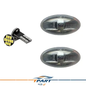 چراغ راهنما گلگیر پژو 207 سفید شفاف همراه با لامپ LED